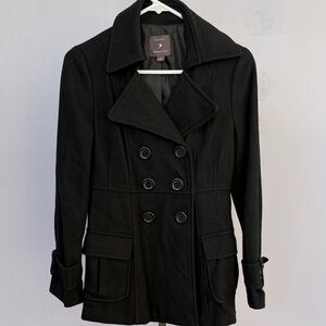 Forever Twentyone Classic Black Double-Breasted Pea Coat